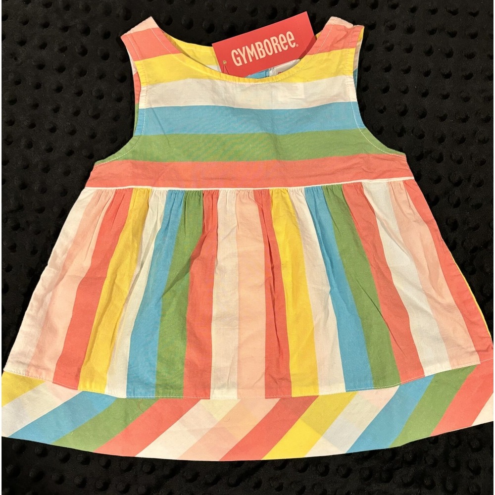 NWT Gymboree Happy Rainbow Sleeveless Pink Blue Yellow White Stripe Swing Top 5